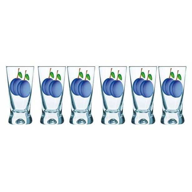 sklen. 25ml, 6ks, ŠVESTKY 2velké, panák