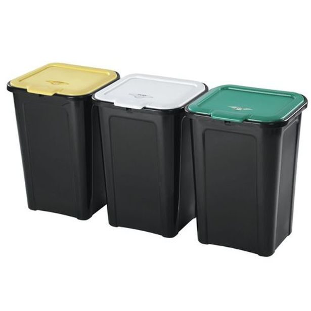 koš odp.3x45l TONTARELLI, černý, tříd.odp. 3ks-38,5x34,5x54,4cm