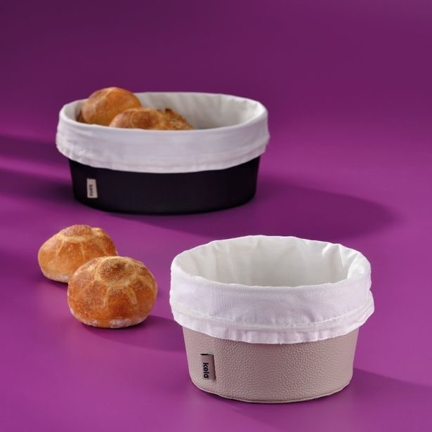 KELA Košík na chleba Grana PU kůže stříbrná šedá 11,0cm 19,0cm KL-12545