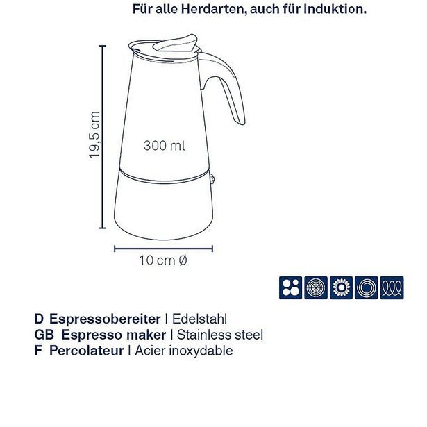 KELA Konvice na espresso Ferrara nerez černá 19,5 cm 10,0 cm 300,0 ml KL-10899