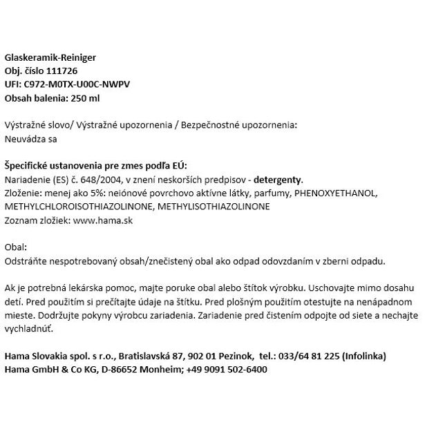 Xavax čistič sklokeramických dosiek, 250 ml