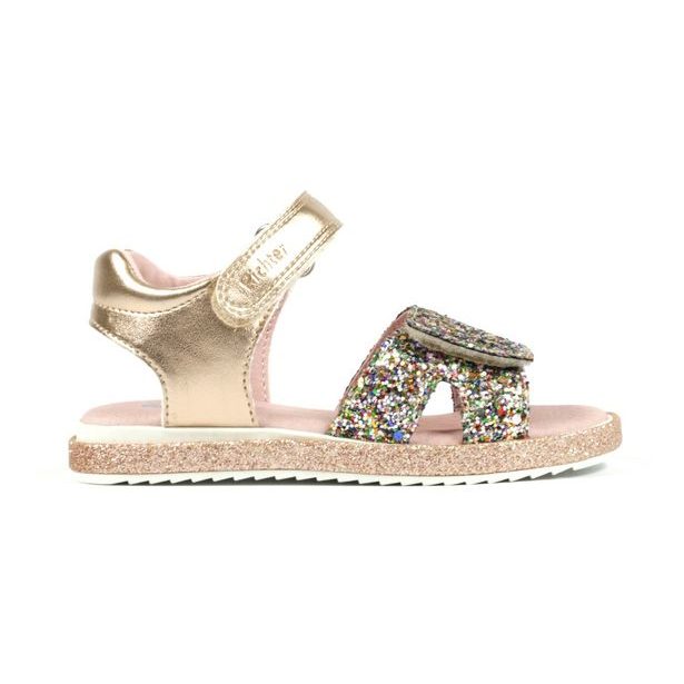Dívčí kožené sandálky Richter - salmon/gold