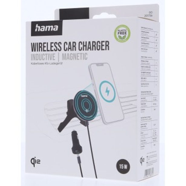 Hama držák do auta s bezdrátovou nabíječkou Qi2 15 W, magnetický