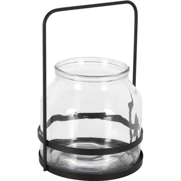 svícen 16,6x25cm, na čaj. svíčku, sklo+kov