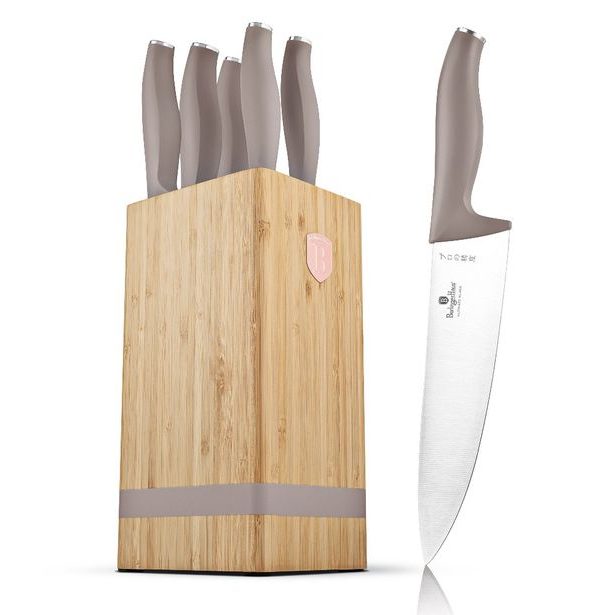 BERLINGERHAUS Sada nožů se stojanem BAMBOO 6 ks Taupe Collection BH-2974
