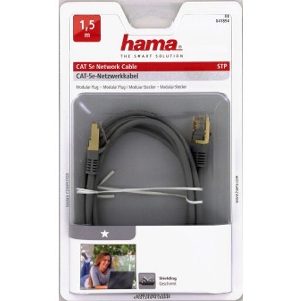 Hama sieťový patch kábel CAT 5e, 2xRJ45, tienený 1,5 m, blister