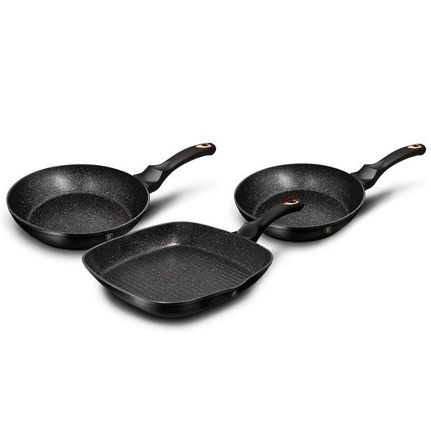 BERLINGERHAUS Sada pánví s mramorovým povrchem 3 ks Black Rose Collection BH-6156