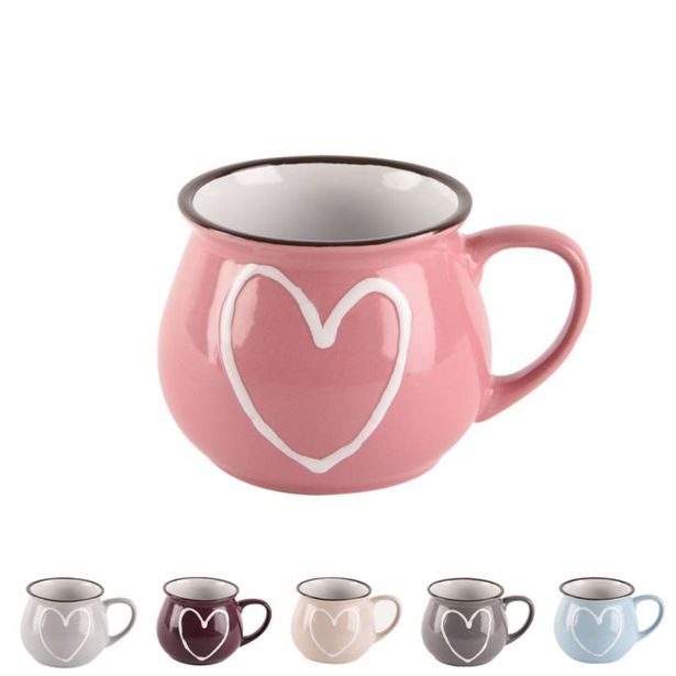 hrnek 320ml SRDCE-Heart, 6barev, keramika