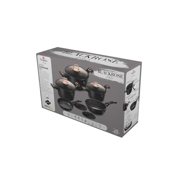 BERLINGERHAUS Sada nádobí s mramorovým povrchem 10 ks Black Rose Collection BH-8168