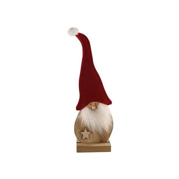 SVENSKA LIVING SANTA CLAUS PLSTĚNÝ NA DŘEVĚNEM PODSTAVCI 29CM ČER_hamashop