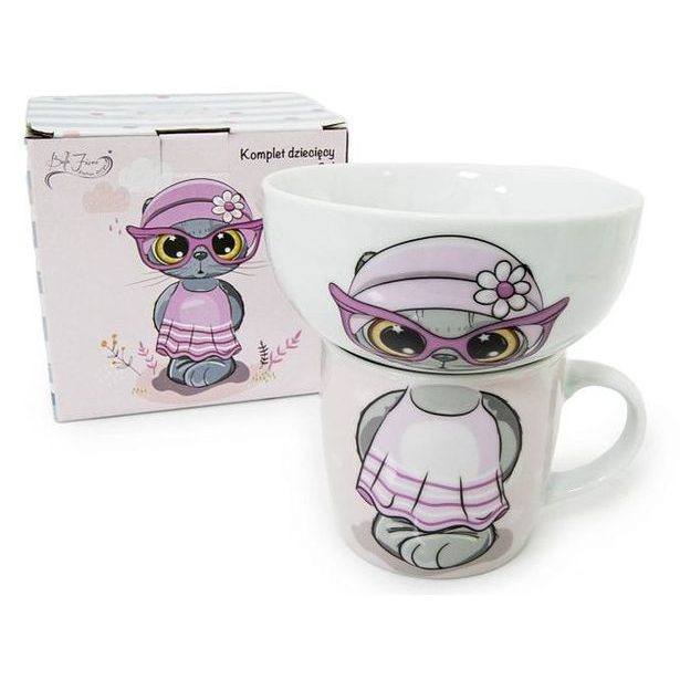 soupr. 2díl. KOTĚ s brýlemi, děts.jídel., keramika