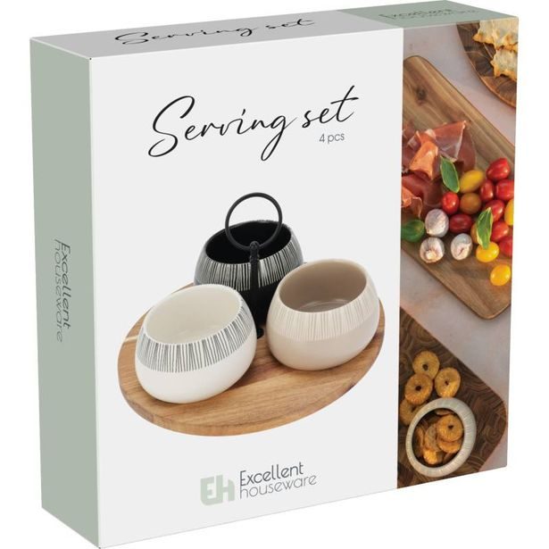 EXCELLENT HOUSEWARE Sada misek na pochutiny servírovací s prkénkem 3 ks KO-210001230