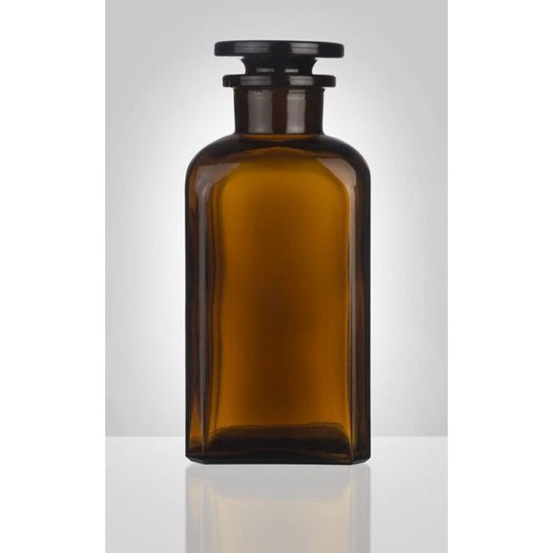 dóza-prachovnice 250ml-čtv.hnědá, zabr.víko, sklo
