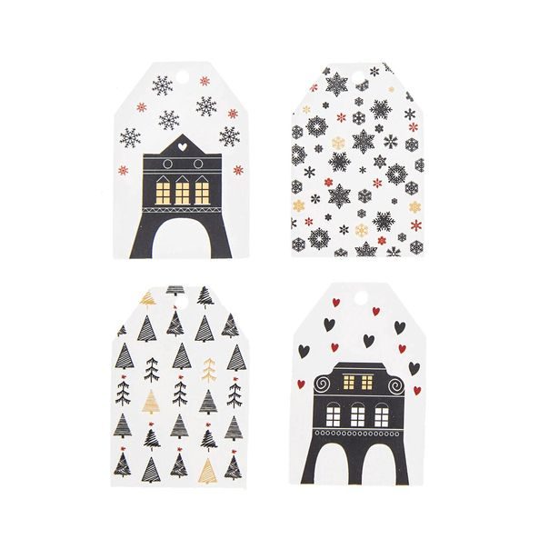 Visačky-jmenovky papír vánoční DOMKY 20 ks bílá