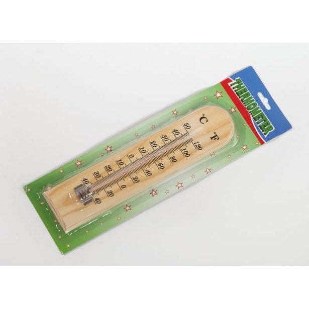 teploměr univ. 27x6cm, -40°C+50°C, dřevo