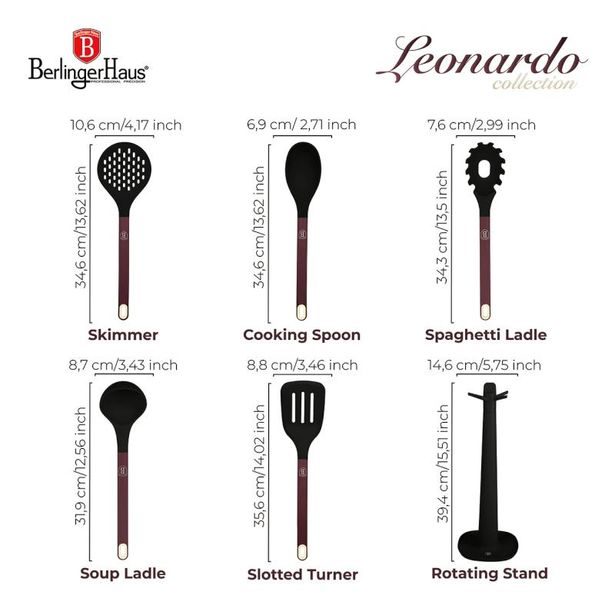 BERLINGERHAUS Sada kuchyňského náčiní ve stojanu 6 ks Leonardo Collection BH-8620