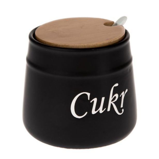 cukřenka 0,40l, d10,5x10,5cm, CUKR, BLACK, keramika/bambus