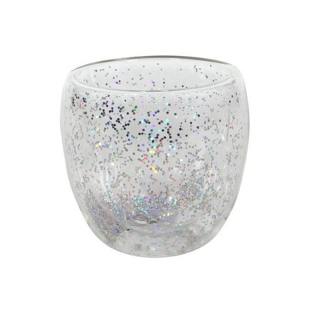 HIT SKLENICE S DVOJÍM SKLEM S KONFETY 250 ML, STŘÍBRNÁ_hamashop