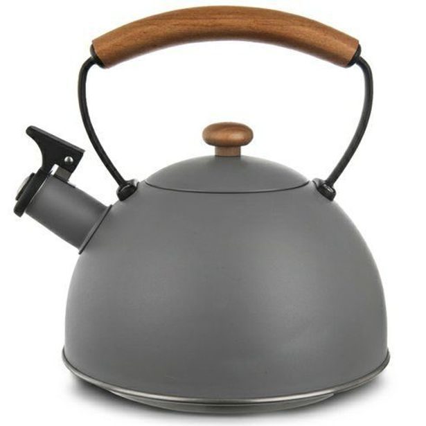 čajník 2,0l WOODEN, víčko, píšťalka, šedý NR