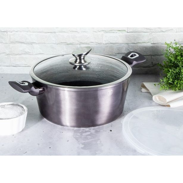 BERLINGERHAUS Kastrol s poklicí s mramorovým povrchem 28 cm Carbon PRO Line BH-6894