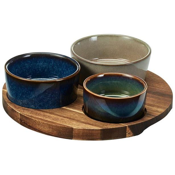 EXCELLENT HOUSEWARE Servírovací misky na akátovém podnose sada 4 ks KO-278001190