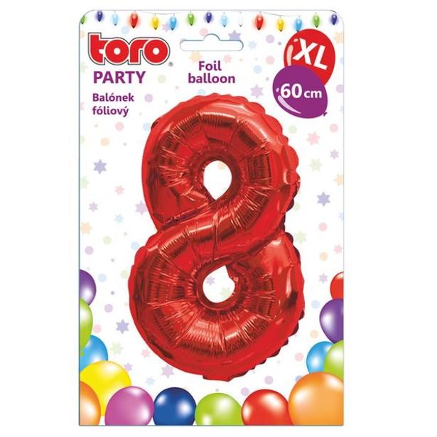 TORO BALÓNEK XL, ČÍSLICE 8, 60CM, MATNĚ ČERVENÁ_hamashop