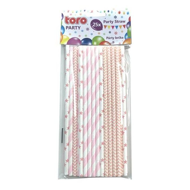 TORO BRČKA PAPÍROVÁ 19,7CM, 25KS ŘŮŽOVÁ 3ASS_hamashop