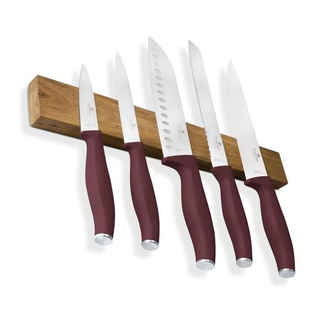 BERLINGERHAUS Sada nožů s magnetickým držákem z akátového dřeva 6 ks Leonardo Collection BH-2944