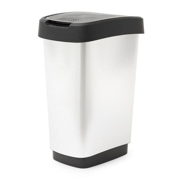 koš odp.25l TWIST-IML ART stříbr./černý, výklop.,plast