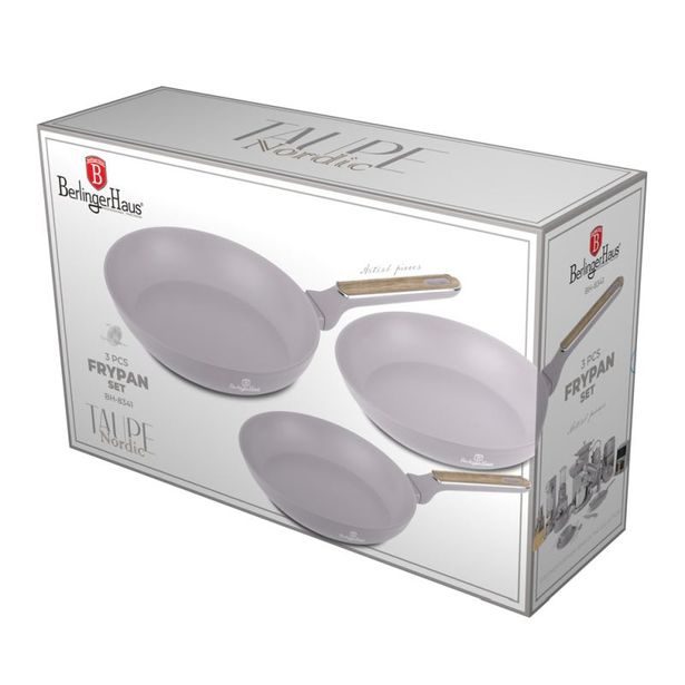 BERLINGERHAUS Sada pánví s titanovým povrchem 3 ks Taupe Nordic Collection BH-8341