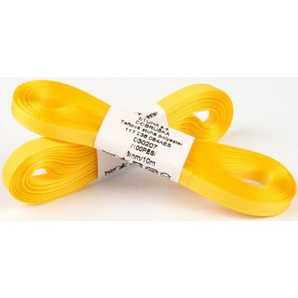 stuha text.10m/6mm žlutá TAFTOVÁ