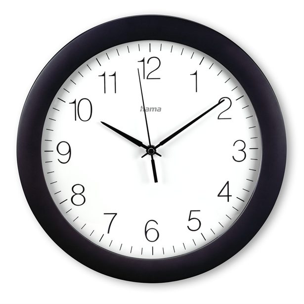 Hama Tenerife, nástěnné hodiny, řízené rádiovým signálem, průměr 35 cm, černé