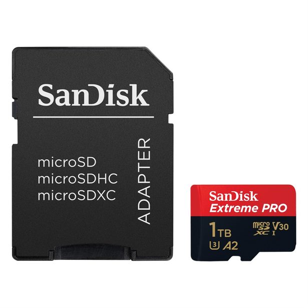 SanDisk Extreme PRO microSDXC 1TB + SD Adapter 200MB/s and 140MB/s A2 C10 V30 UHS-I U3
