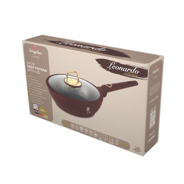 BERLINGERHAUS Pánev hluboká s titanovým povrchem a poklicí 24 cm Leonardo Collection BH-8032