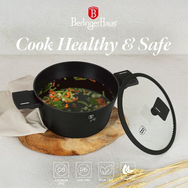 BERLINGERHAUS Sada nádobí s titanovým povrchem 10 ks Matte Black Collection BH-8197