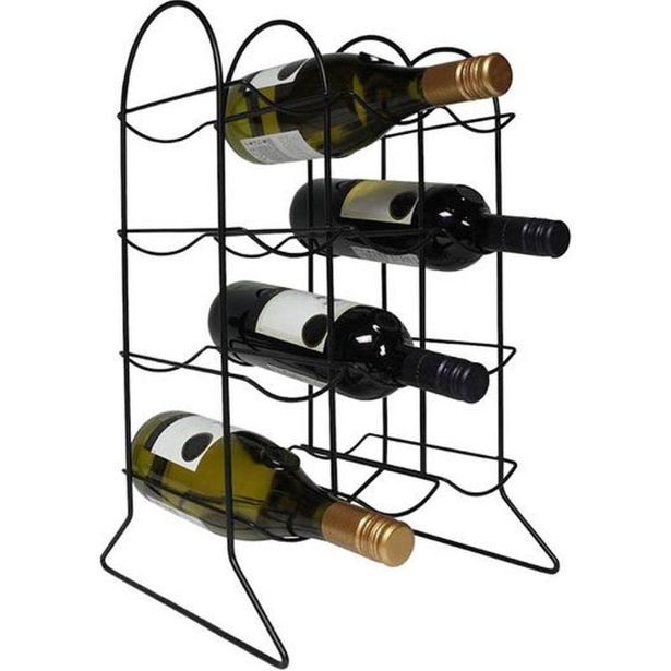 HIT Stojan na víno kovový černý 12 lahví HT-22170822