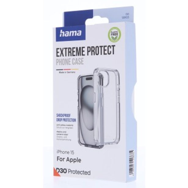 Hama Extreme Protect, kryt pro Apple iPhone 15, materiál D3O®, nežloutne, průhledný
