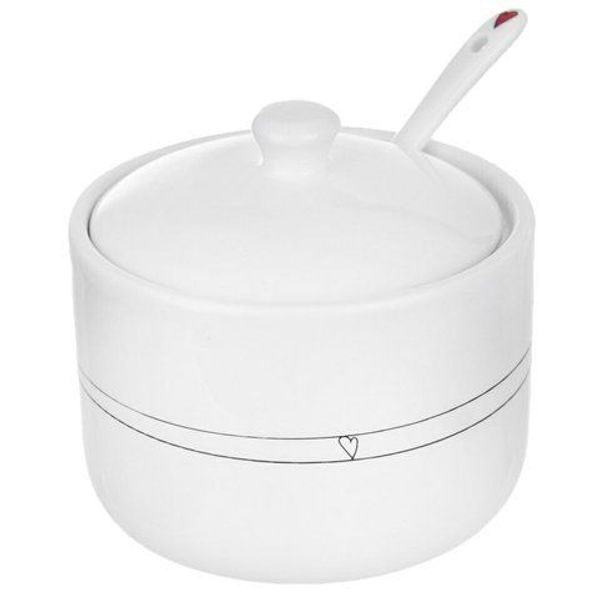 cukřenka d9,5cm+lžička SRDÍČKA, keramika