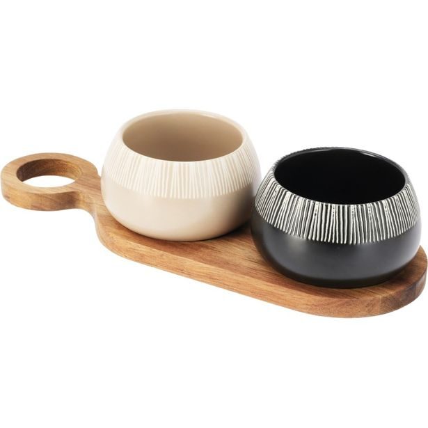 EXCELLENT HOUSEWARE Sada misek na pochutiny servírovací s prkénkem 2 ks KO-210001250