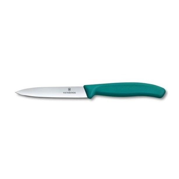 nůž 10cm loupací, rovný, špičatý ZELENÝ, VICTORINOX
