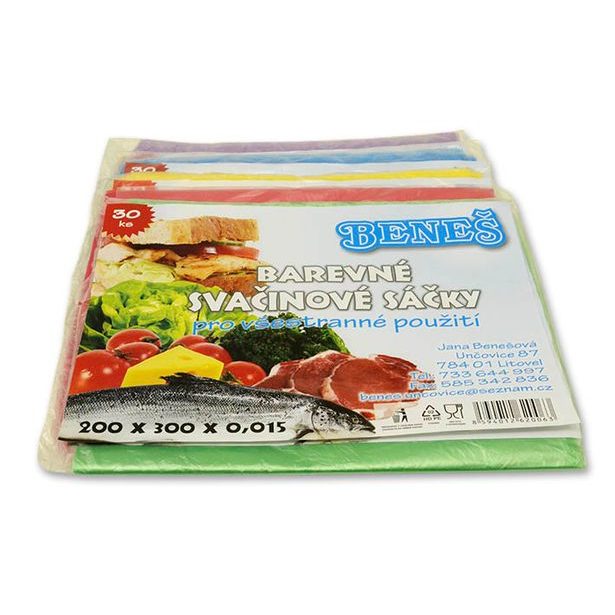 sáčky 20x30cm- 30ks-svačinové barevné, MI