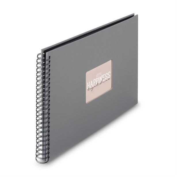 Hama album klasické spirálové FINE ART 36x32 cm, 50 stran, kamenná šedá, černé listy