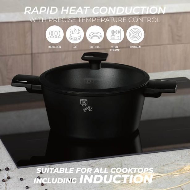 BERLINGERHAUS Sada nádobí s titanovým povrchem 15 ks Matte Black Collection BH-8198