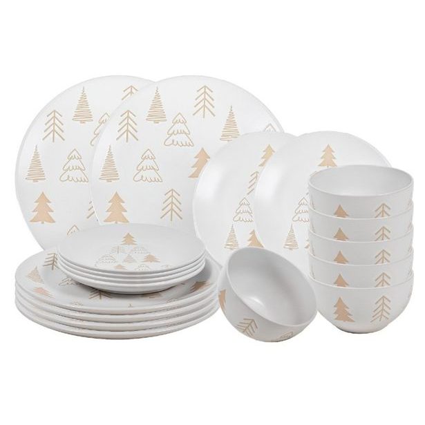 HIT Jídelní sada talířů Vánoční 18 ks White Trees HT-23106422