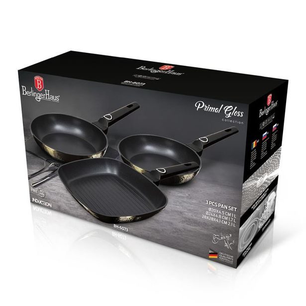BERLINGERHAUS Sada pánví s titanovým povrchem 3 ks Primal Gloss Collection steak BH-6073