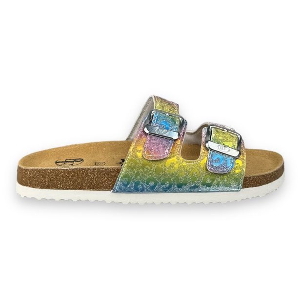 Dívčí kožené pantofle Best Feet - Rainbow