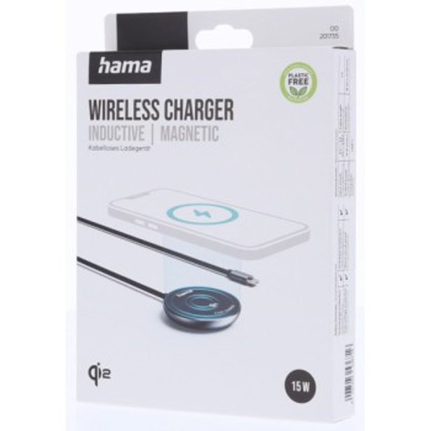 Hama bezdrátová nabíječka Qi2 15 W, magnetická, samostatný kabel 1 m
