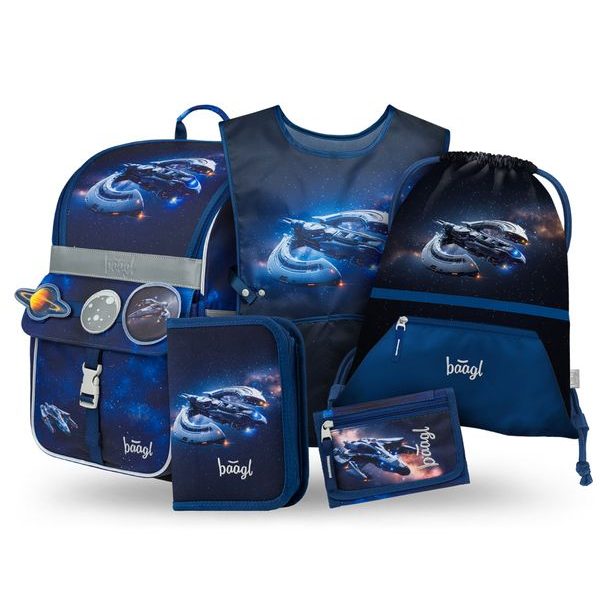 BAAGL SET 5 Zippy Vesmírná Loď: aktovka, penál, sáček, zástěra, peněženka