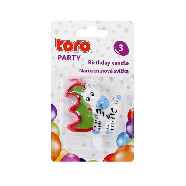 TORO SVÍČKA DORTOVÁ, ČÍSLICE 3 "KONÍK", 5X4X1,3CM_hamashop