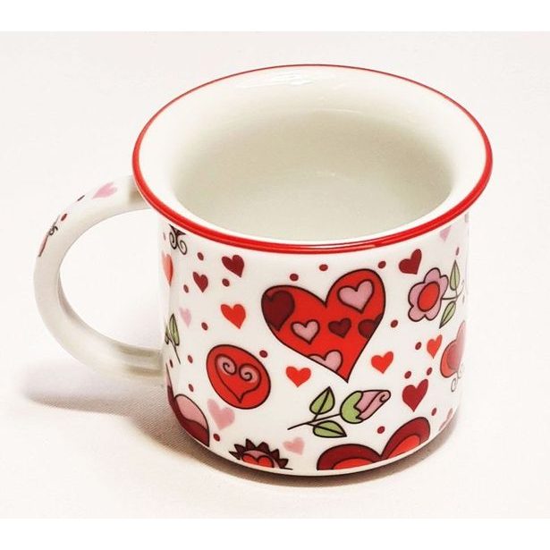 hrnek 100ml TINA - VES.SRDÍČKA červ., čes.porcelán